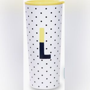 Kate Spade Polka Dot Monogram Tumbler Initial L - Yellow and Black